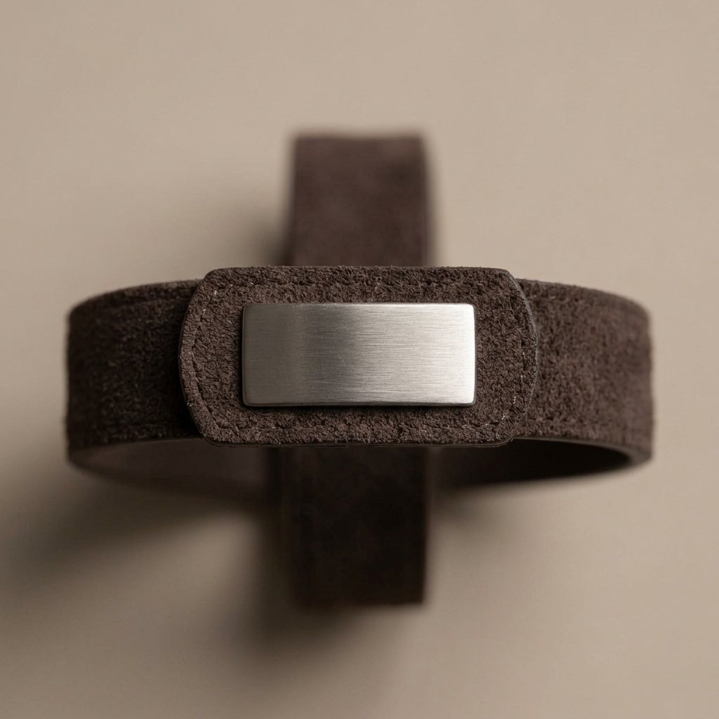 Macro photograph of the brushed palladium clasp